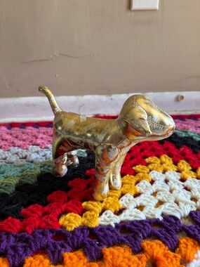 PINK Victoria's Secret Metallic Gold Puppy Figurine